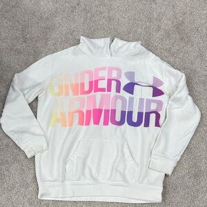 Under Armour White Hoodie with Multicolor Logo